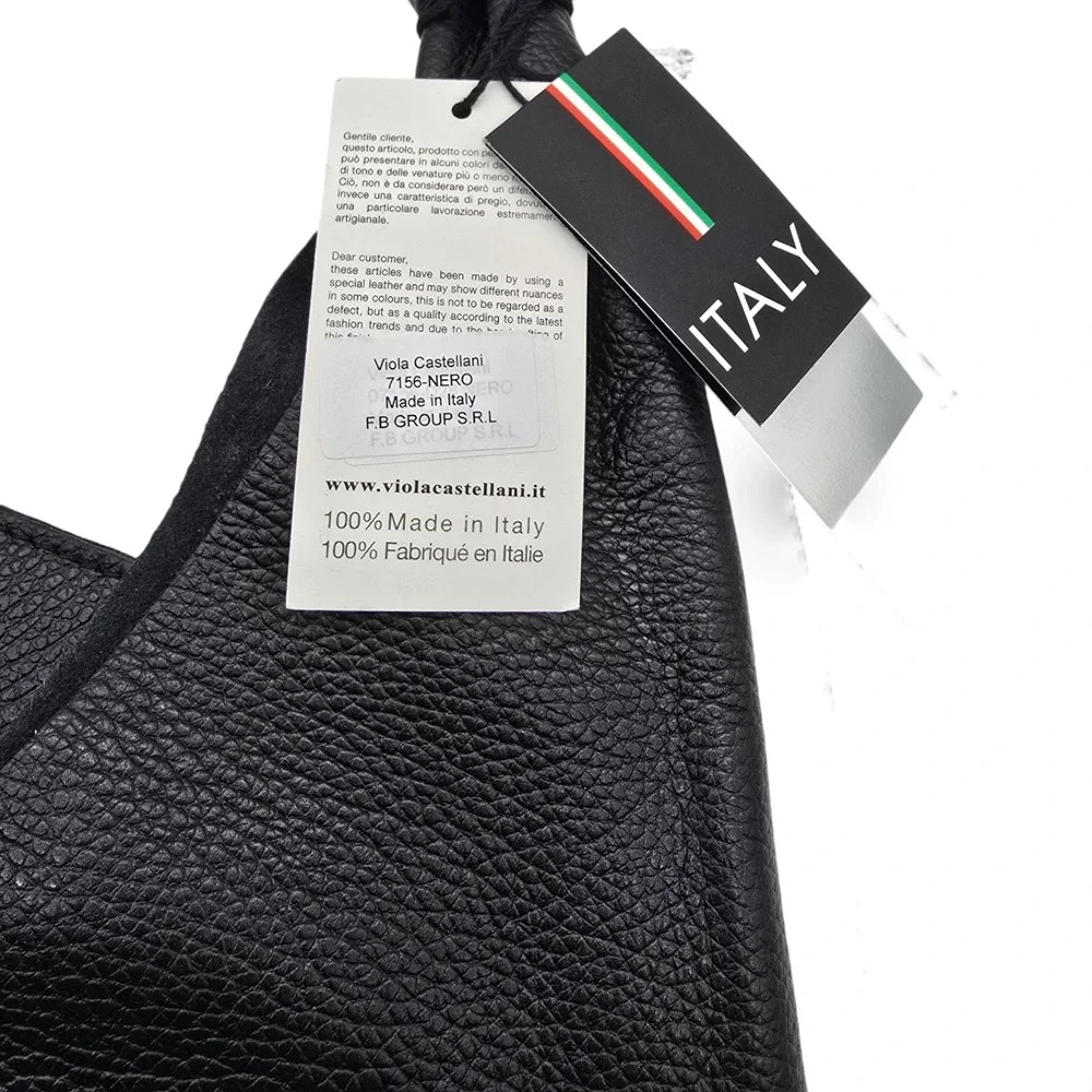 Italian Leather Hobo Bag VIOLA CASTELLANI Made in Italy Soft Unlined‎ Shoulder